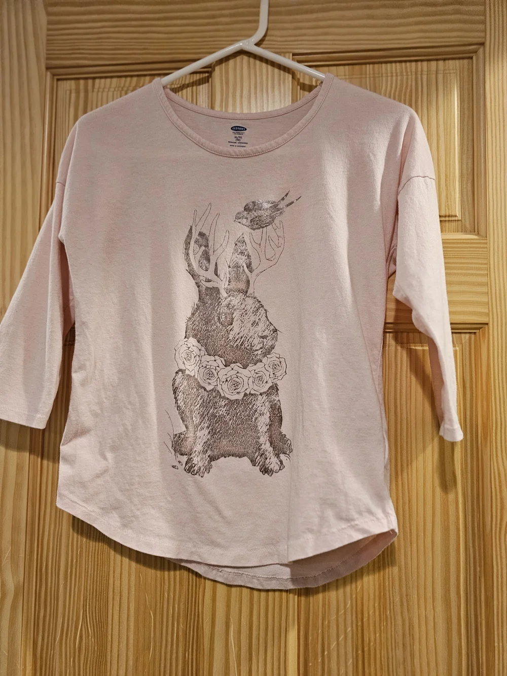 4/$10 Girls 14 Graphic Long Sleeve Tee Bunny XL Pink